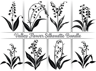 Valley flower silhouette, Decorative Valley silhouettes, valley flower isolated on white background, sketch, hand drawn digital vector illustration. © Vactess