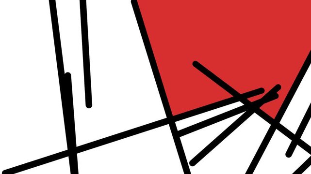 The screen changes with many lines with painted red areas.