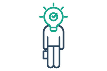 Brand awareness icon. people with lightbulb. icon related to recognize. line icon style. business elements vector illustration