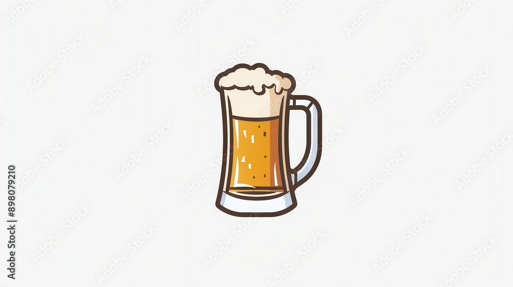 Poster a simple logo depicting a glass of beer with foam on top, isolated on a white background. generative