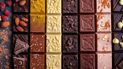 Assorted chocolate bars with exotic flavors 