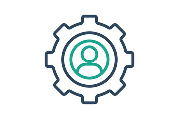 Human resource icon. people in gear. icon related to manage. line icon style. business elements vector illustration