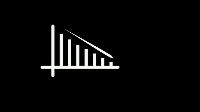 Abstract neon negative business graph icon animation. arrow growth down concept
