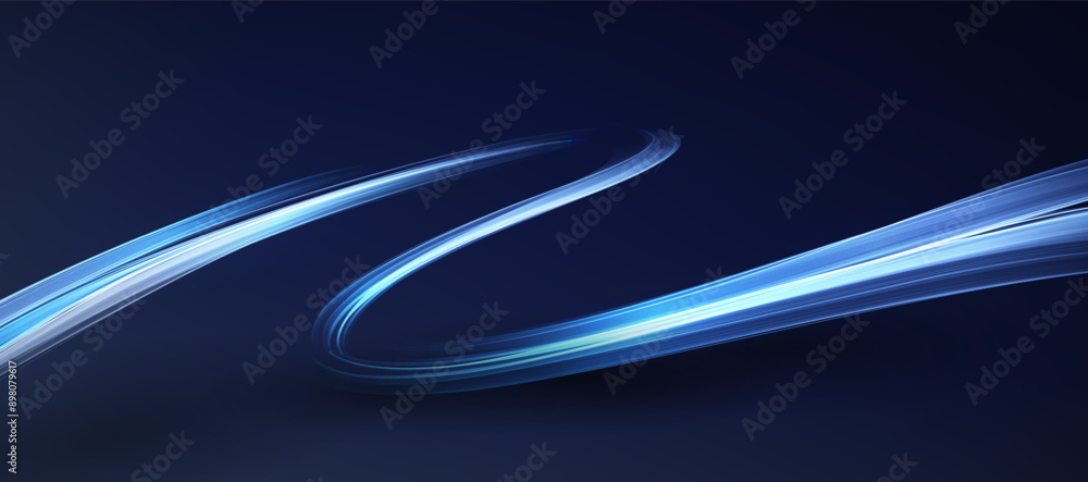 Poster abstract shiny color blue wave design element