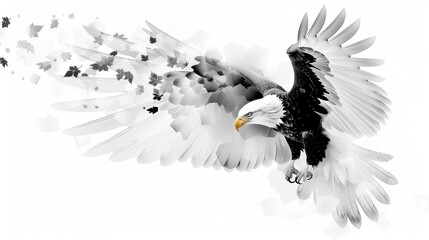 A black and white eagle drawing with distinct and easy-to-follow lines, ideal for coloring enthusiasts looking for a relaxing and uncomplicated experience. Suitable for beginners and advanced