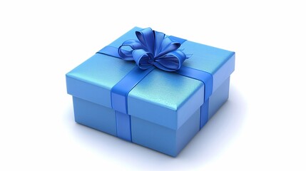 Fototapeta premium A beautifully wrapped blue gift box with ribbon and bow