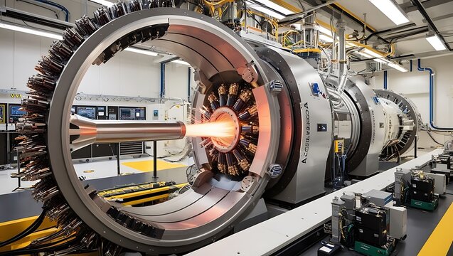 Particle Accelerator in Operation with High-Energy Particles

