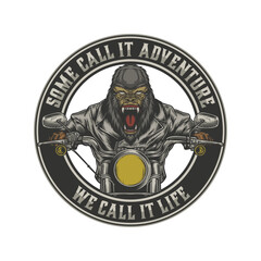 gorilla riding motorcycle in vintage vector