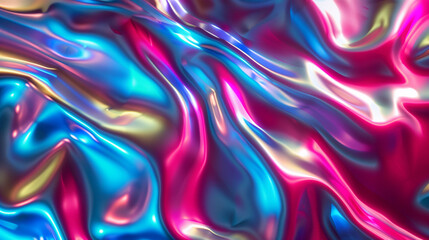 Obraz premium Iridescent fluid metallic liquid shine background, holographic futuristic, generative ai