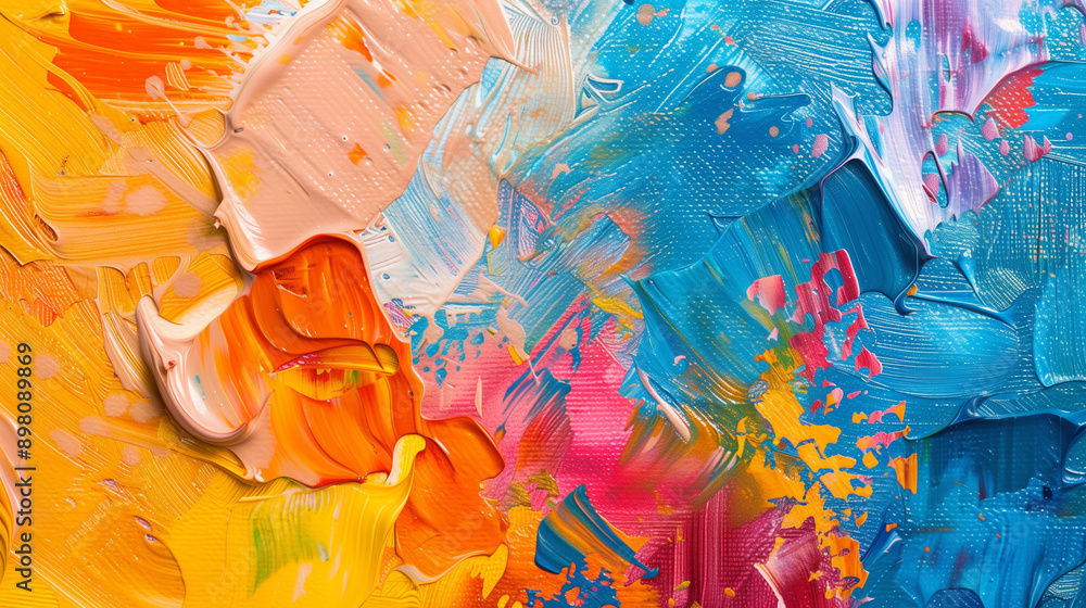 Poster abstract art detail of acrylic painting showing color texture background