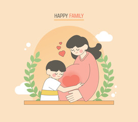 행복한 출산장려 가족 일러스트 01