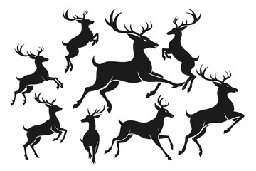 Deer silhouette vector set, Collection of reindeer silhouette isolated on white background. vector illustration    © Trendy CraftSVG 