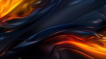 Obraz premium Abstract background forming wavy shapes with orange and blue lights on a dark background with space for text
