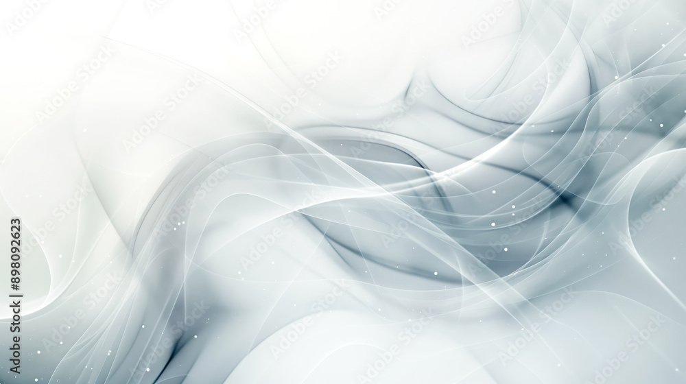 Poster Gray abstract glitter and waves background, cosmic futuristic minimalistic bright lines abstract background copy space, Bright empty space with beautiful wavy forms and highlights