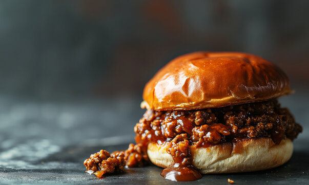 tasty and delicious sloppy joe burger with free copy space for text