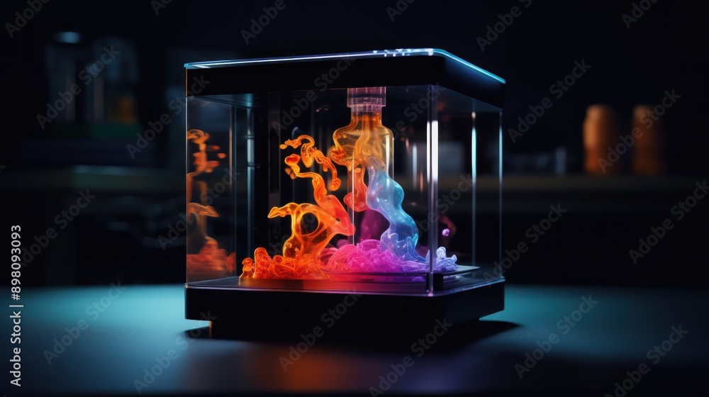 Poster abstract art in a cube
