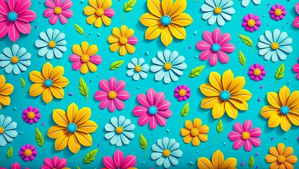 Illustration of a pattern featuring stylized flowers with minimalist, clean lines. Background. 3