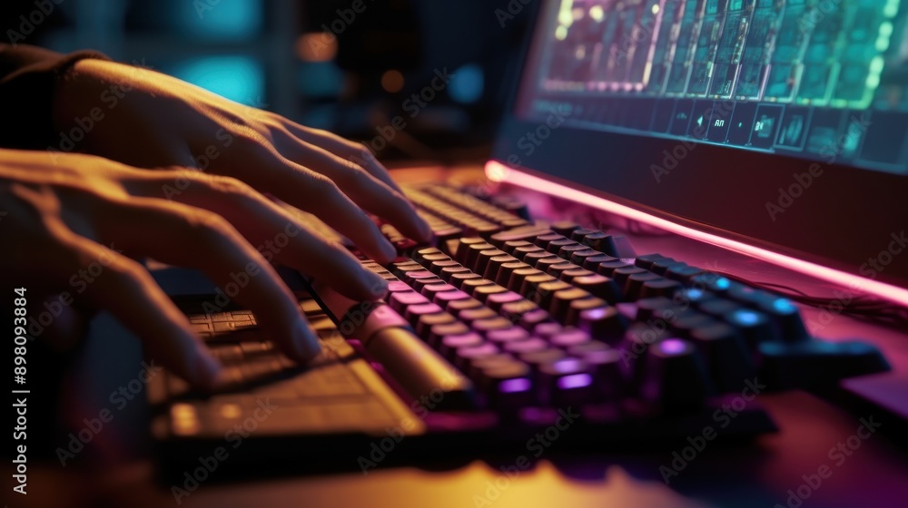 Poster hands typing on a keyboard