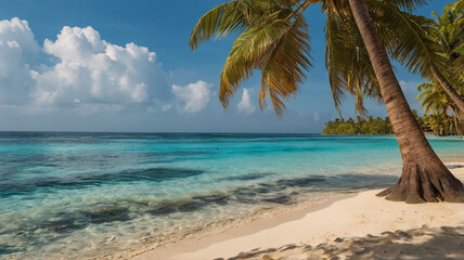 Obraz premium Maldivian sandy beach on a tropical island.