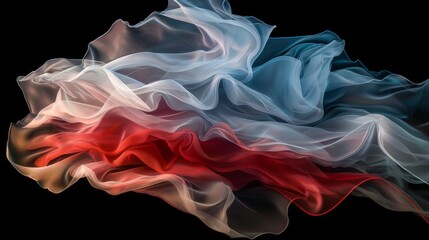 Obraz premium Elegant curves and folds of red, white, and blue fabric form an abstract design