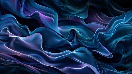 Obraz premium Modern, vibrant backdrop with dynamic blue shapes and intricate patterns reminiscent of silk or liquid flow