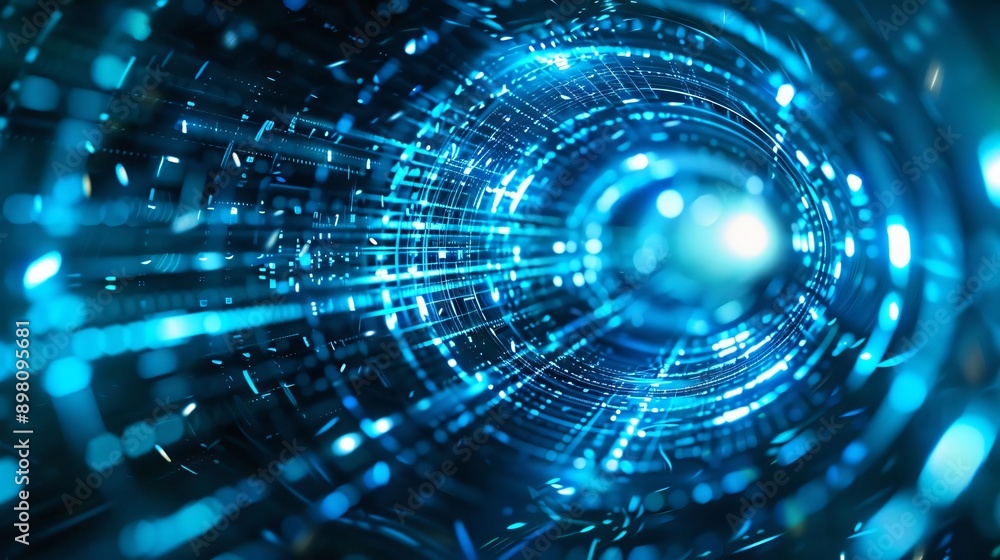 Aufkleber vibrant blue digital tunnel with lines of light creating a sense of depth and motion, representing t
