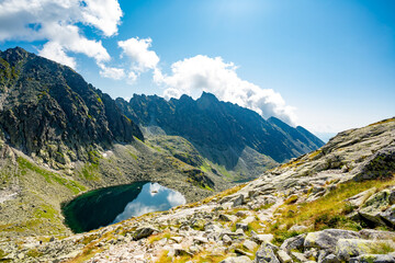 Tatra mountains lakes and waterfall in Slovakia © ttinu