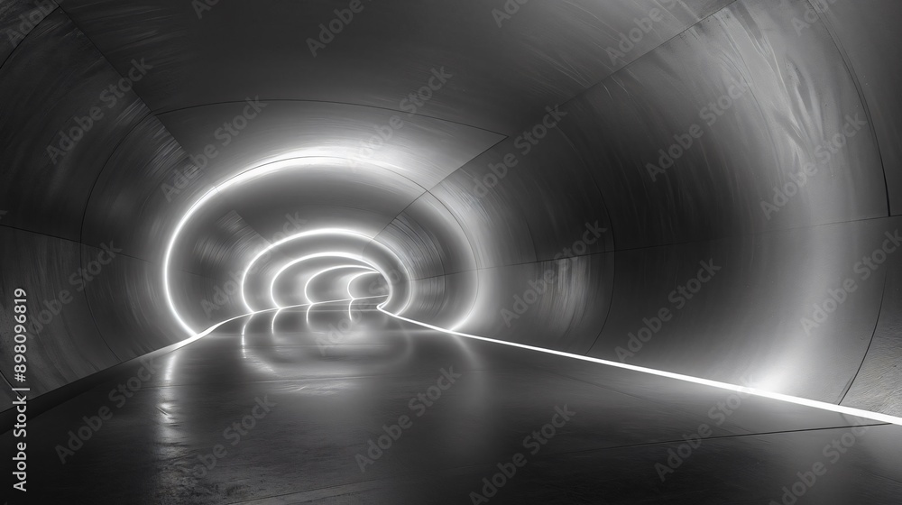 Poster an abstract tunnel with glowing lights, creating a sense of depth and mystery. perfect for artistic 