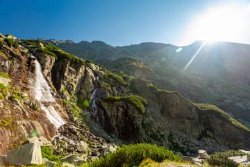 Tatra mountains lakes and waterfall in Slovakia © ttinu