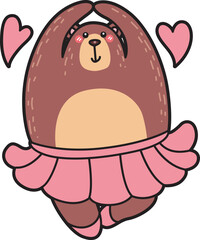 Illustration of cute bear icon.
Funny bear in daily activities elements.
A big bear with ballerina costume