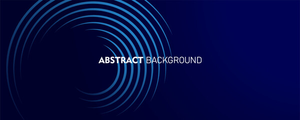 Abstract blue glowing geometric lines on dark blue background. Modern shiny blue circle lines pattern. Futuristic technology concept. Suit for cover, poster, banner, brochure, header, website