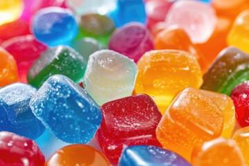 Colorful Assorted Sugar-Coated Jelly Candies Closeup