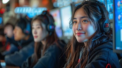 A computer science classroom for elementary school students / Modern classrooms in the future world