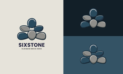 Precious luxury six stones concept elements icon logo.