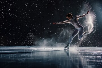A figure skater executing a graceful spin on ice