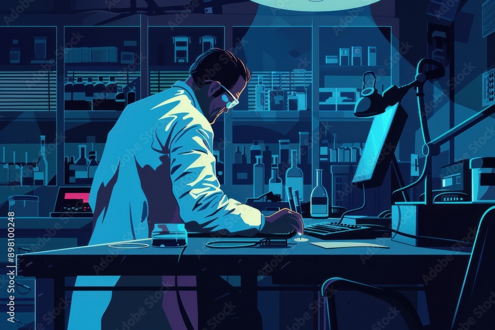 Aufkleber a forensic scientist analyzing evidence in a high-tech crime lab