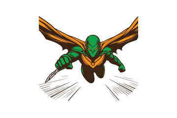 Fototapeta premium Flying character for a hero with a knife in his hand design