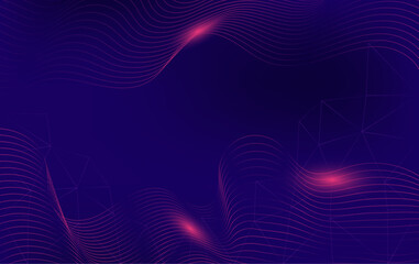 Abstract digital background with flowing purple lines and geometric shapes on a dark blue backdrop, suggesting connectivity and data flow. Ideal for technology and modern design projects.