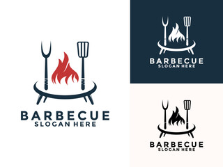 Barbecue, BBQ, Grill Logo icon vector, Barbeque Grill food and restaurant logo template