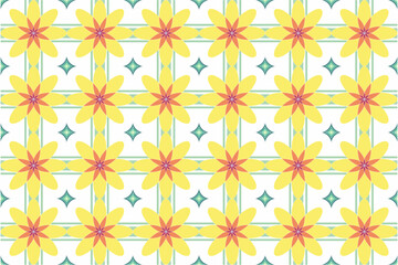 Sunny flower pattern tiles Seamless pattern