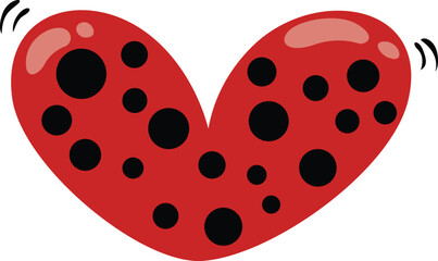 Beautiful heart shape red ladybug wings