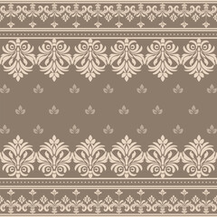 Bright And Brown Victorian Damask Luxury Decorative Fabric Pattern