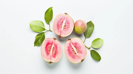 A bowl of pink grapefruits with leaves, promoting health and wellness.
