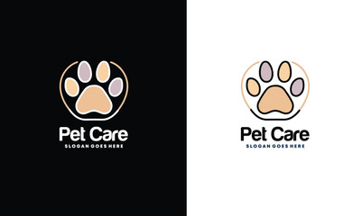 Pet Care Logo Template Design Vector. Pets Care Logo Design Illustration. Pet Care Logo with Dog paw