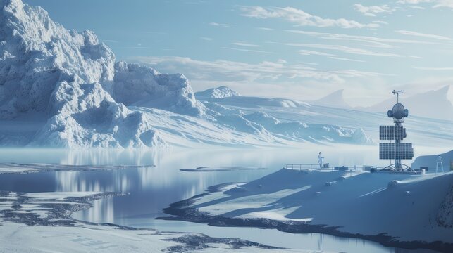 digital environmental monitoring station where scientists use satellite imagery and ground sensors to track ecological changes and climate impact