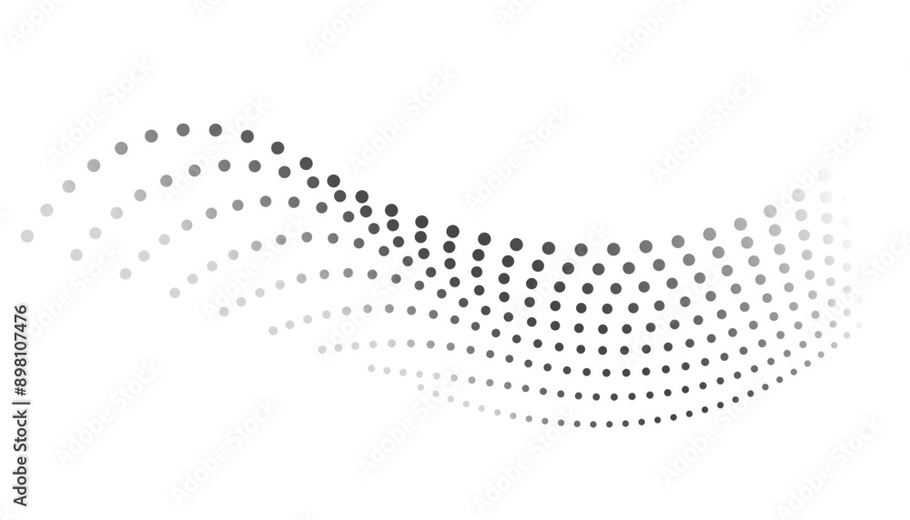 Wall mural dotted halftone wave. abstract liquid shape, wave effect dotted gradient texture wave isolated vecto