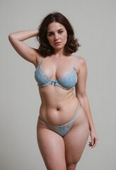 woman in blue lingerie