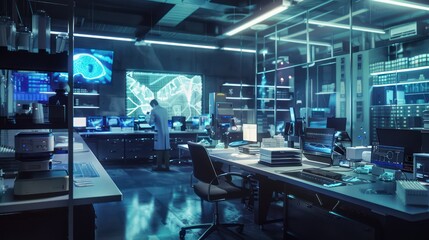 digital forensic investigation lab where experts use virtual reality to reconstruct crime scenes for detailed analysis