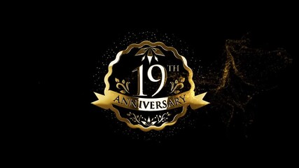 Celebrate Happy Anniversary, 19th Happy Anniversary, Golden Happy Anniversary, 19 Years Wedding Anniversary, Celebrate 19th Year Anniversary Text Animation Videos For You