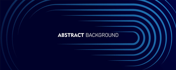 Abstract blue glowing geometric lines on dark blue background. Modern shiny blue circle lines pattern. Futuristic technology concept. Suit for cover, poster, banner, brochure, header, website